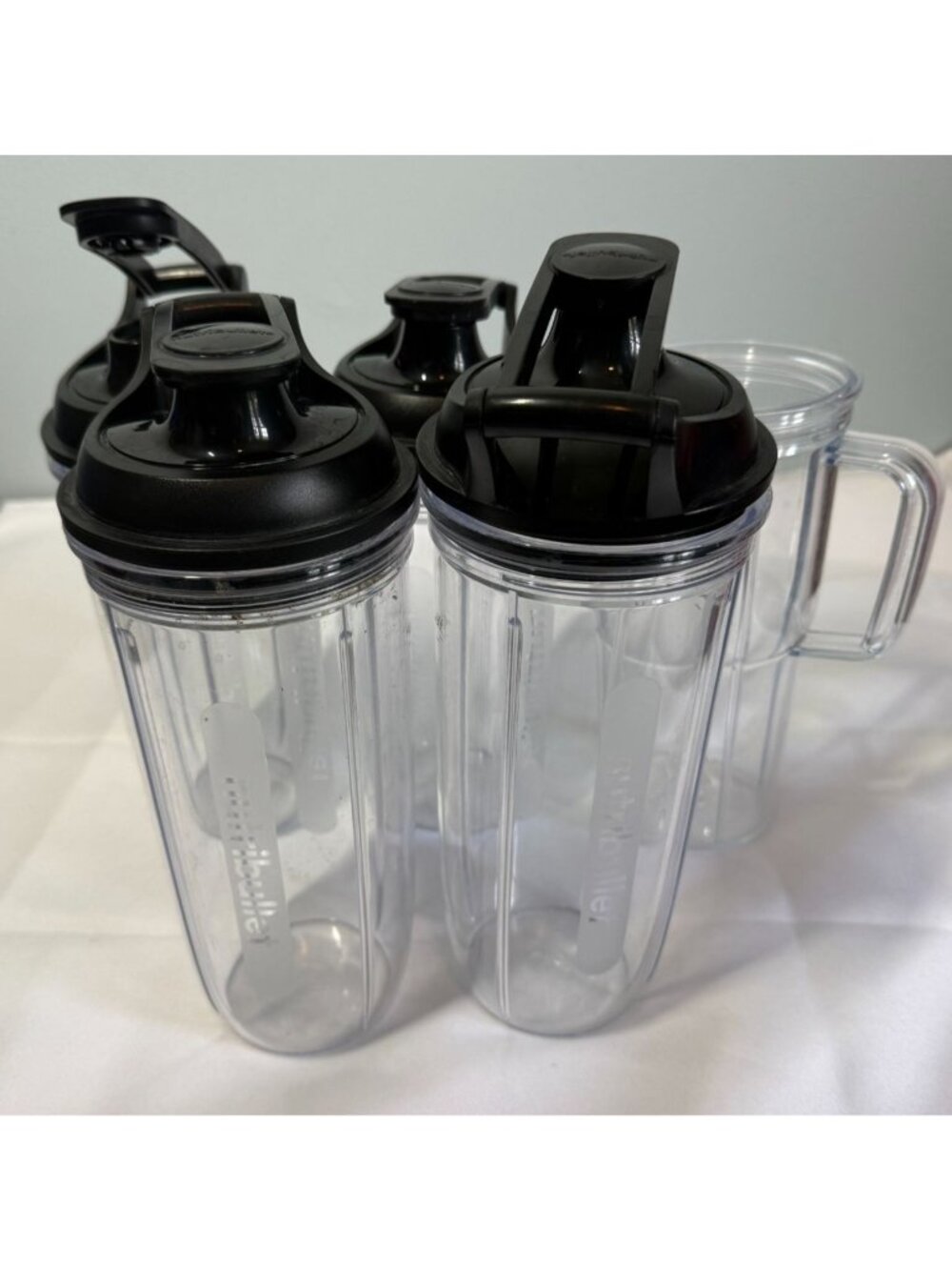 Set of 5 Nutribullet Tritan Blender Bottles 24oz Dishwasher Safe Travel Cups